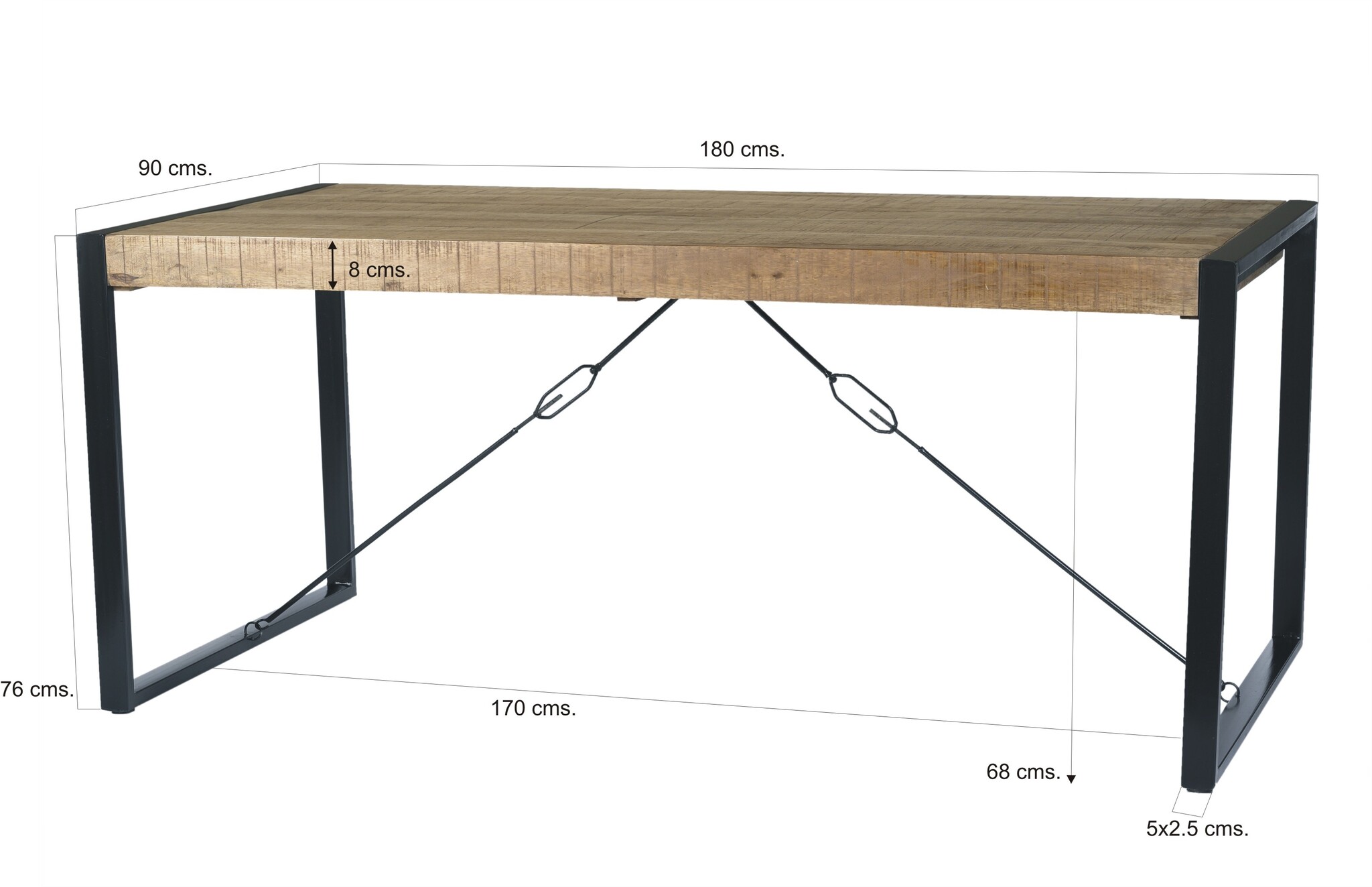 Livingfurn - Eetkamertafel Nairobi - U-Pot - Mangohout - 180x90 cm