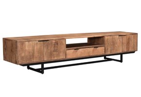 Livingfurn - TV Meubel Valdez 220 cm - Mangohout / Gecoat Staal