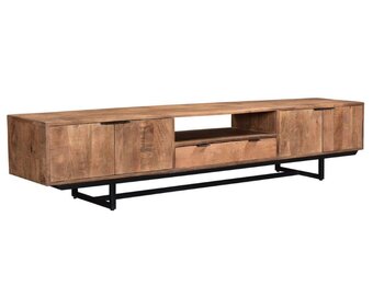 Livingfurn - TV Meubel Valdez 220 cm - Mangohout / Gecoat Staal