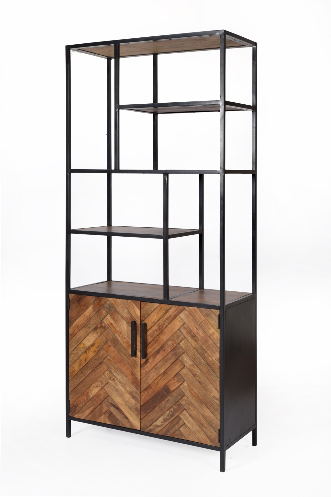 Livingfurn - Kabinetkast Brooklyn 90cm - Mangohout / Gecoat Staal