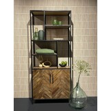 Livingfurn - Kabinetkast Brooklyn 90cm - Mangohout / Gecoat Staal