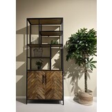 Livingfurn - Kabinetkast Brooklyn 90cm - Mangohout / Gecoat Staal