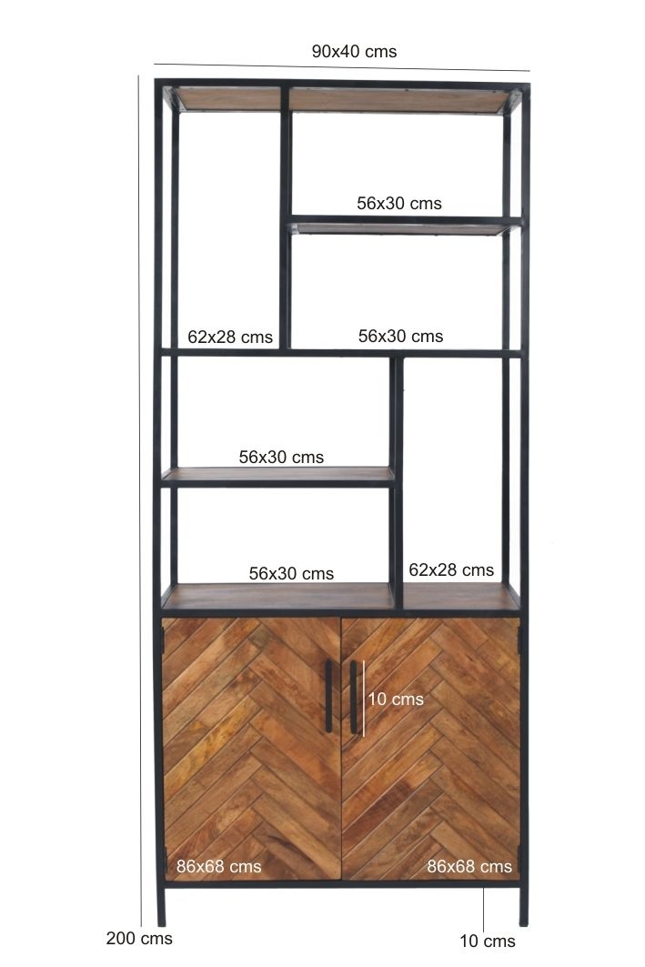 Livingfurn - Kabinetkast Brooklyn 90cm - Mangohout / Gecoat Staal