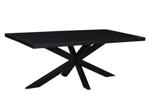 Livingfurn - Moderne Zwarte Eetkamertafel kala - Spider Tafelpoot - van Mango Hout Gecoat Staal - 200 cm