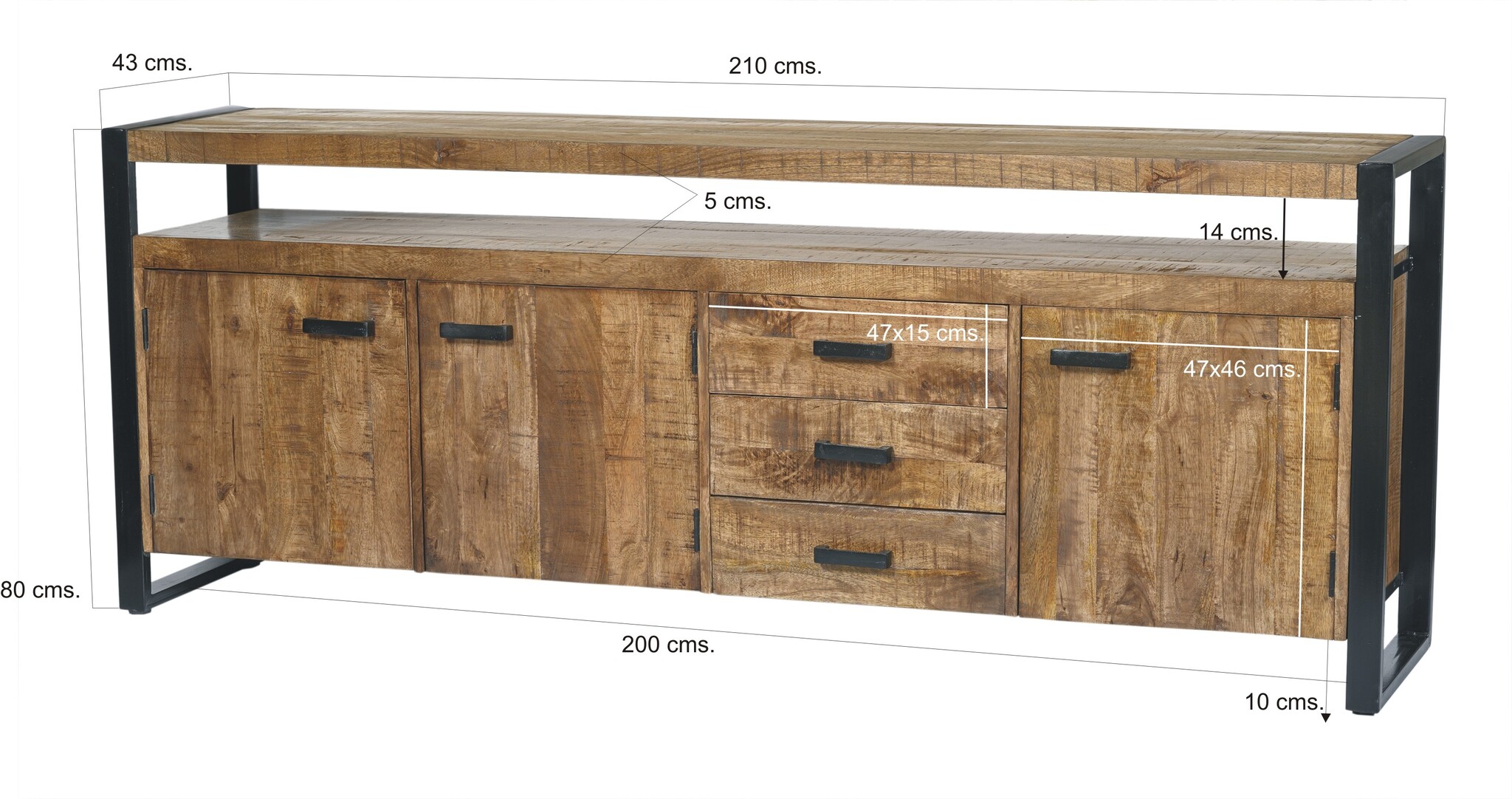 Livingfurn - Dressoir Nairobi 210cm - Mangohout