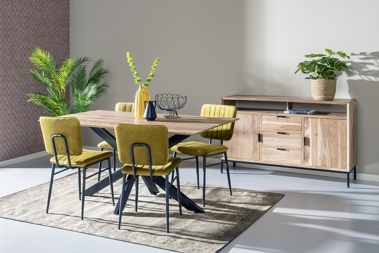 Livingfurn -  Eetkamertafel Oslo - Acasia Hout  - 220 cm -  Bruin