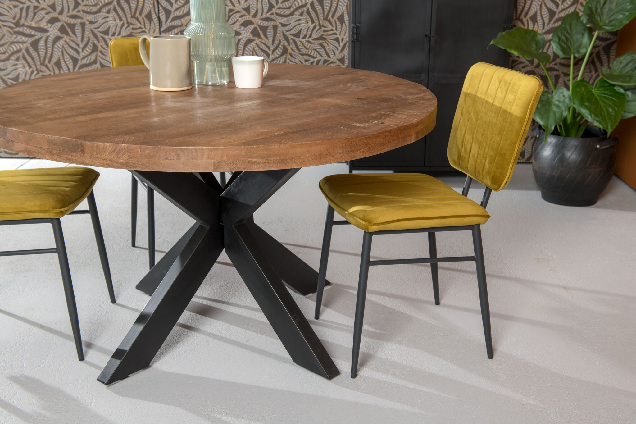 Brix - Eetkamertafel Brix Rond - 150 cm - Mangohout - Bruin