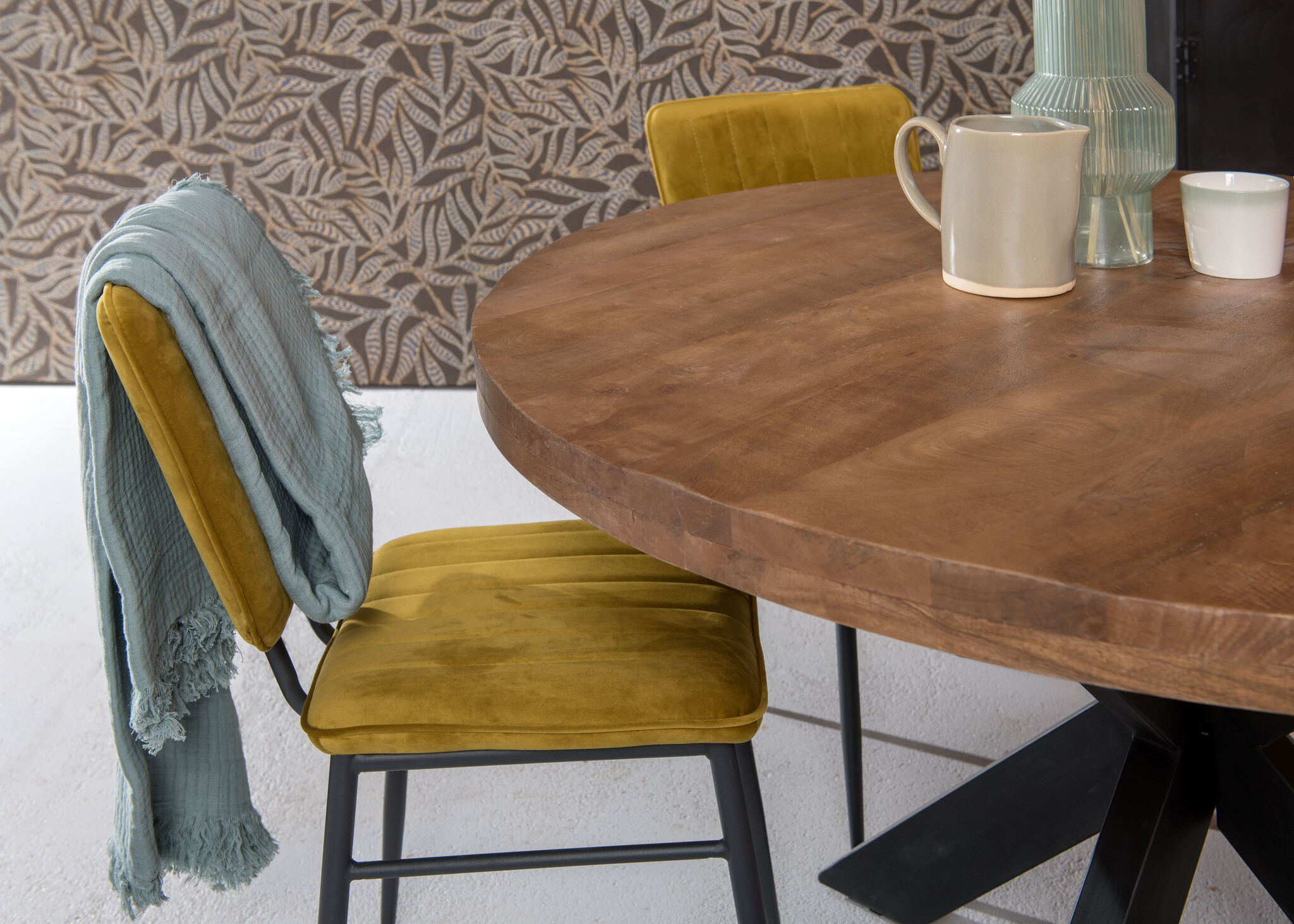 Brix - Eetkamertafel Brix Rond - 150 cm - Mangohout - Bruin