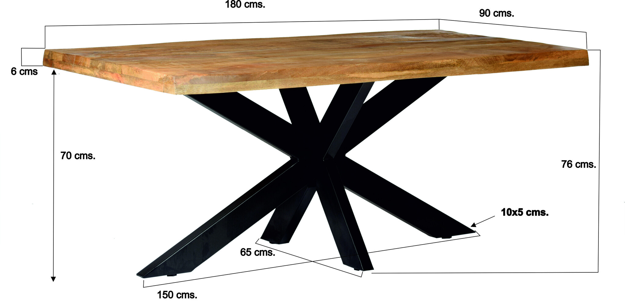Brix - Bruine Eetkamertafel - 180 cm - Mangohout