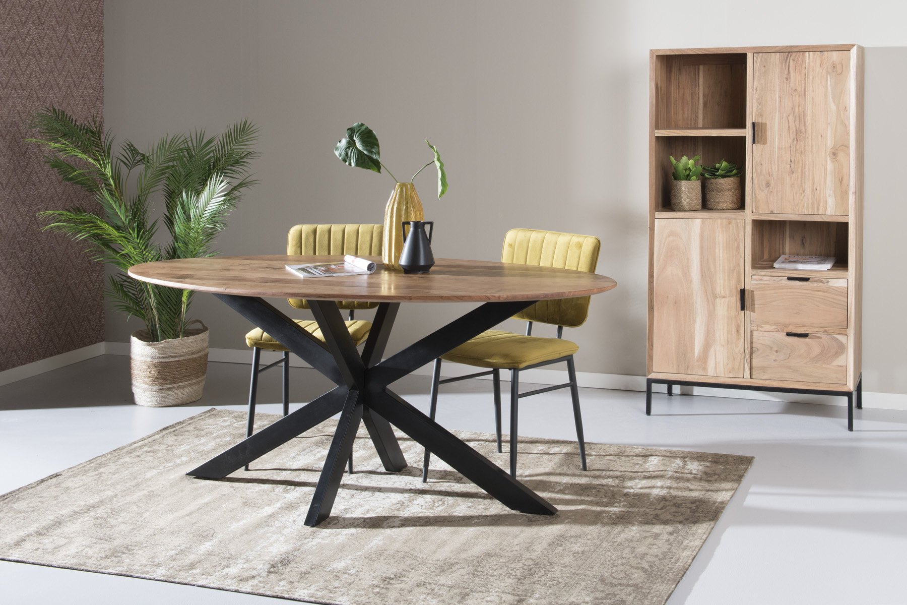 Livingfurn -  Eetkamertafel Oslo - Acasia Hout  - 180cm - Bruin