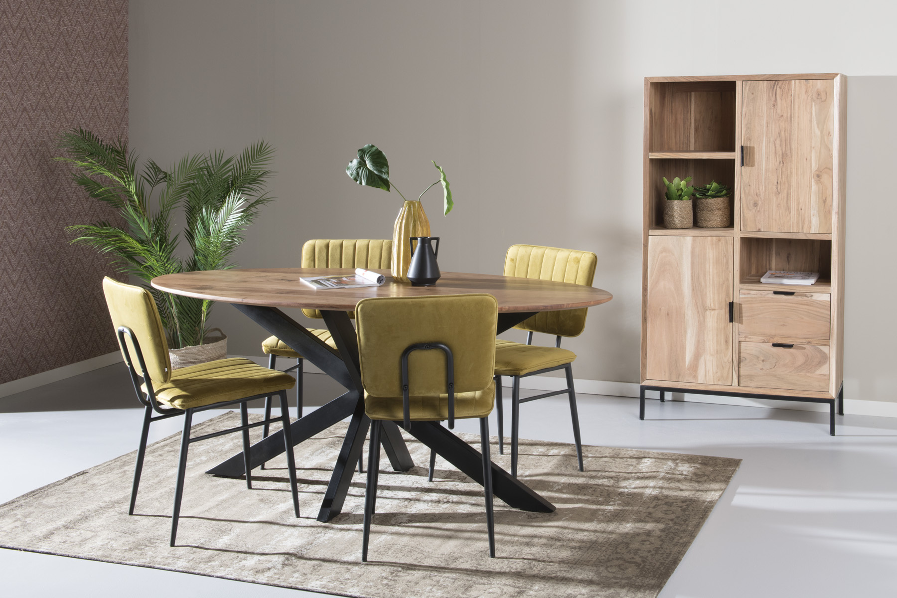 Livingfurn -  Eetkamertafel Oslo - Acasia Hout  - 180cm - Bruin