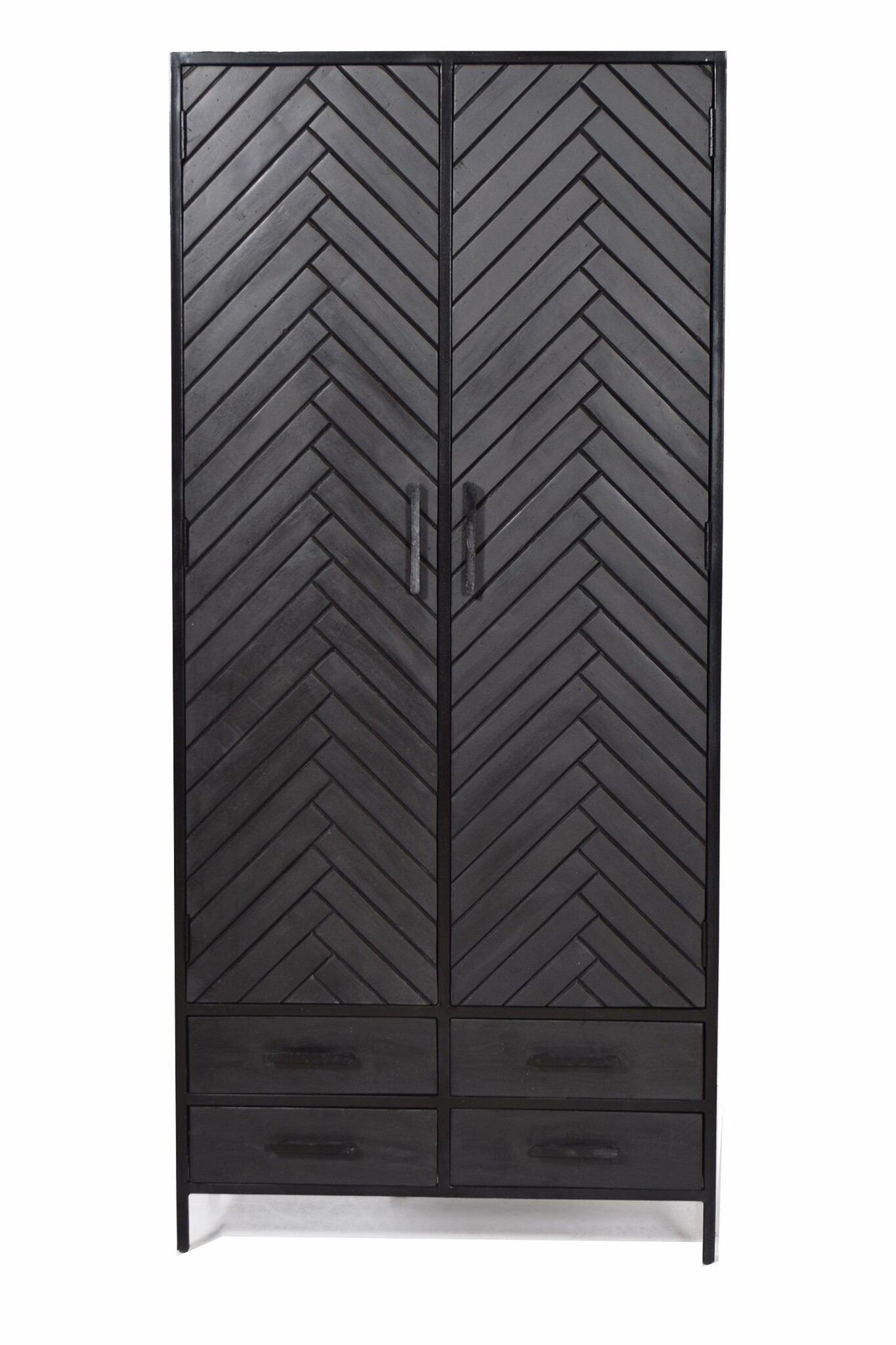 Livingfurn - Kabinetkast York 2 lade 90cm - Mangohout / Gecoat Staal