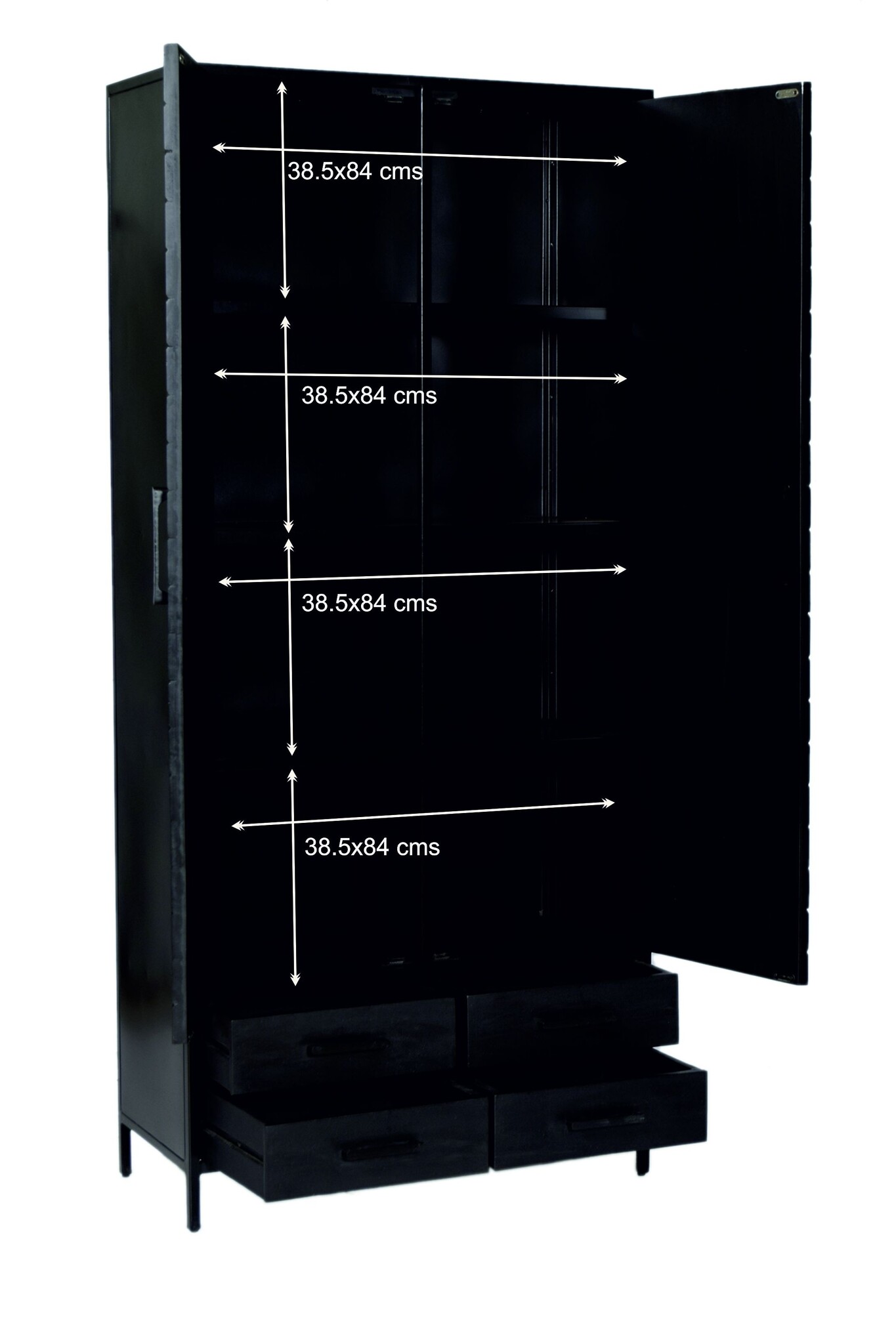 Livingfurn - Kabinetkast York 2 lade 90cm - Mangohout / Gecoat Staal