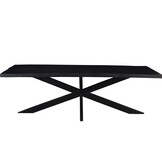 Livingfurn - Moderne Zwarte Eetkamertafel - Spider Tafelpoten - van Mango Hout en Gecoat Staal - 240 cm