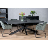 Livingfurn - Moderne Zwarte Eetkamertafel - Spider Tafelpoten - van Mango Hout en Gecoat Staal - 240 cm