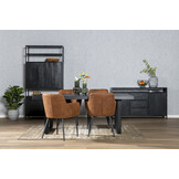 Livingfurn - Moderne Eetkamertafel Kala - U-Poten - van Mango en Hout Gecoat Staal - 200 cm - Zwart