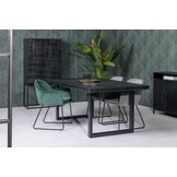 Livingfurn - Moderne Eetkamertafel Kala - U-Poten - van Mango en Hout Gecoat Staal - 200 cm - Zwart