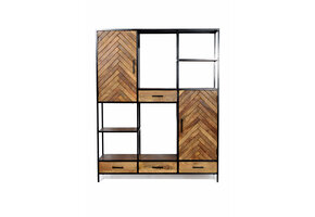 Livingfurn - Kabinetkast Brooklyn 160cm - Mangohout / Gecoat Staal