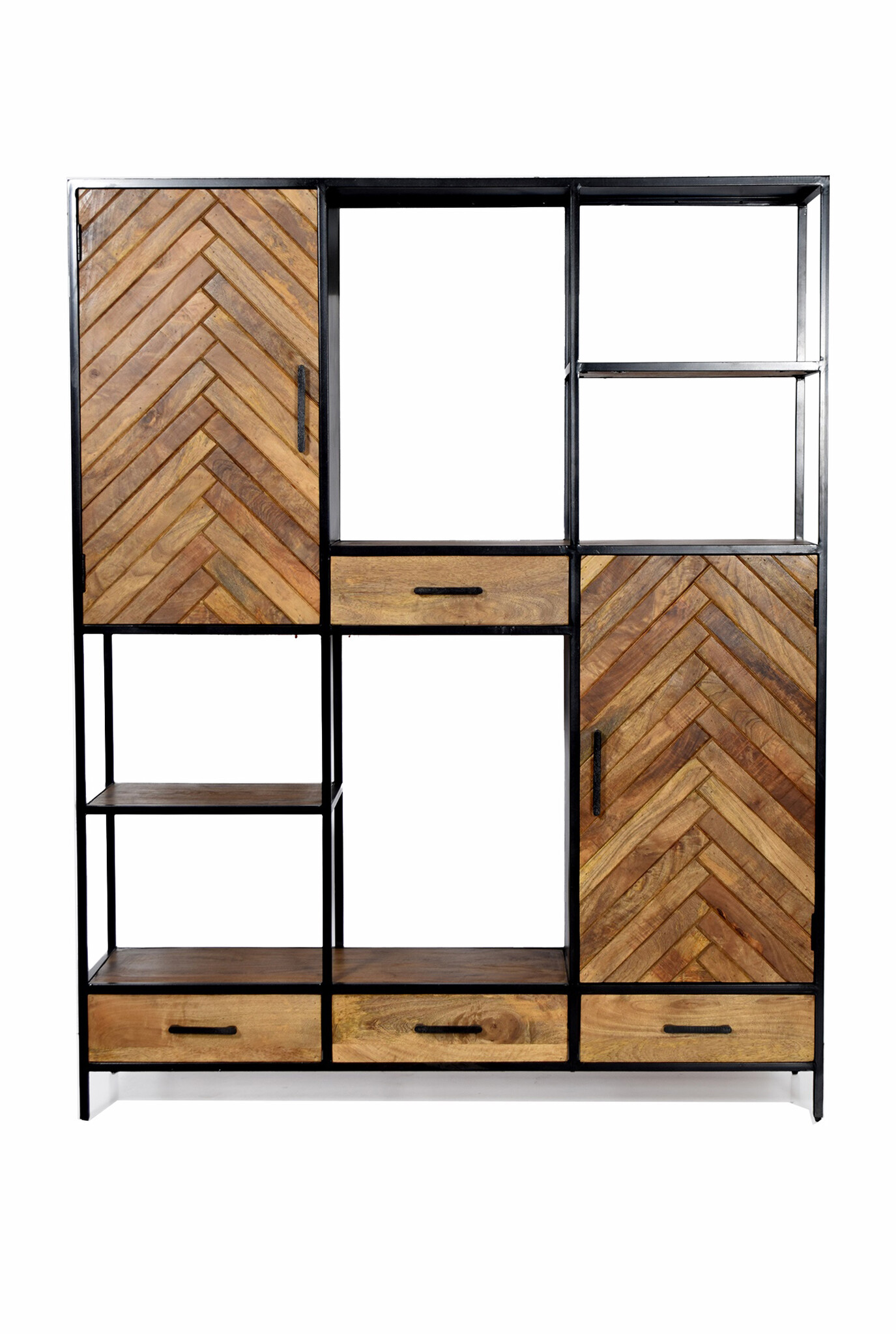 Livingfurn - Kabinetkast Brooklyn 160cm - Mangohout / Gecoat Staal