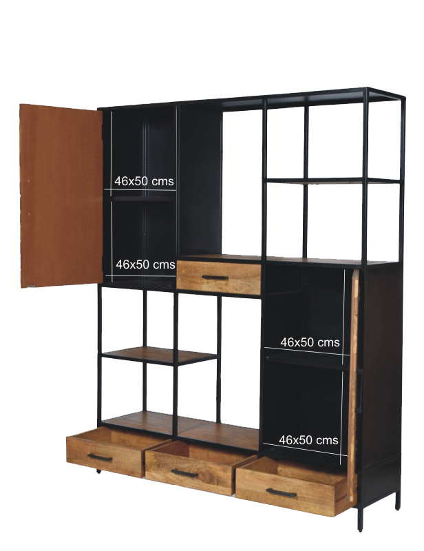 Livingfurn - Kabinetkast Brooklyn 160cm - Mangohout / Gecoat Staal