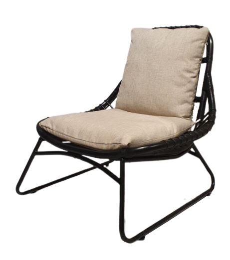 Brix - Fauteuil Brix Bowi - Zwart/ Beige - Rotan