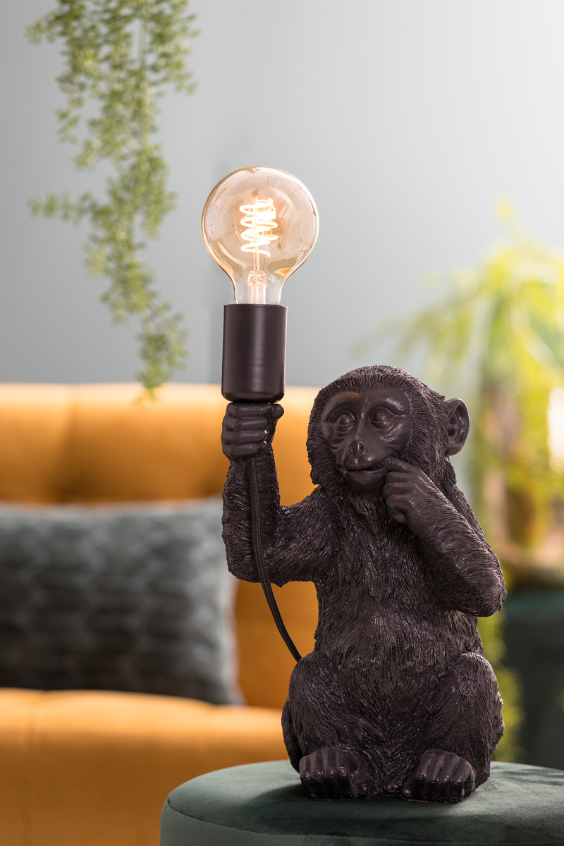 Light & Living - Tafellamp MONKEY  - 20x19.5x34cm - Zwart