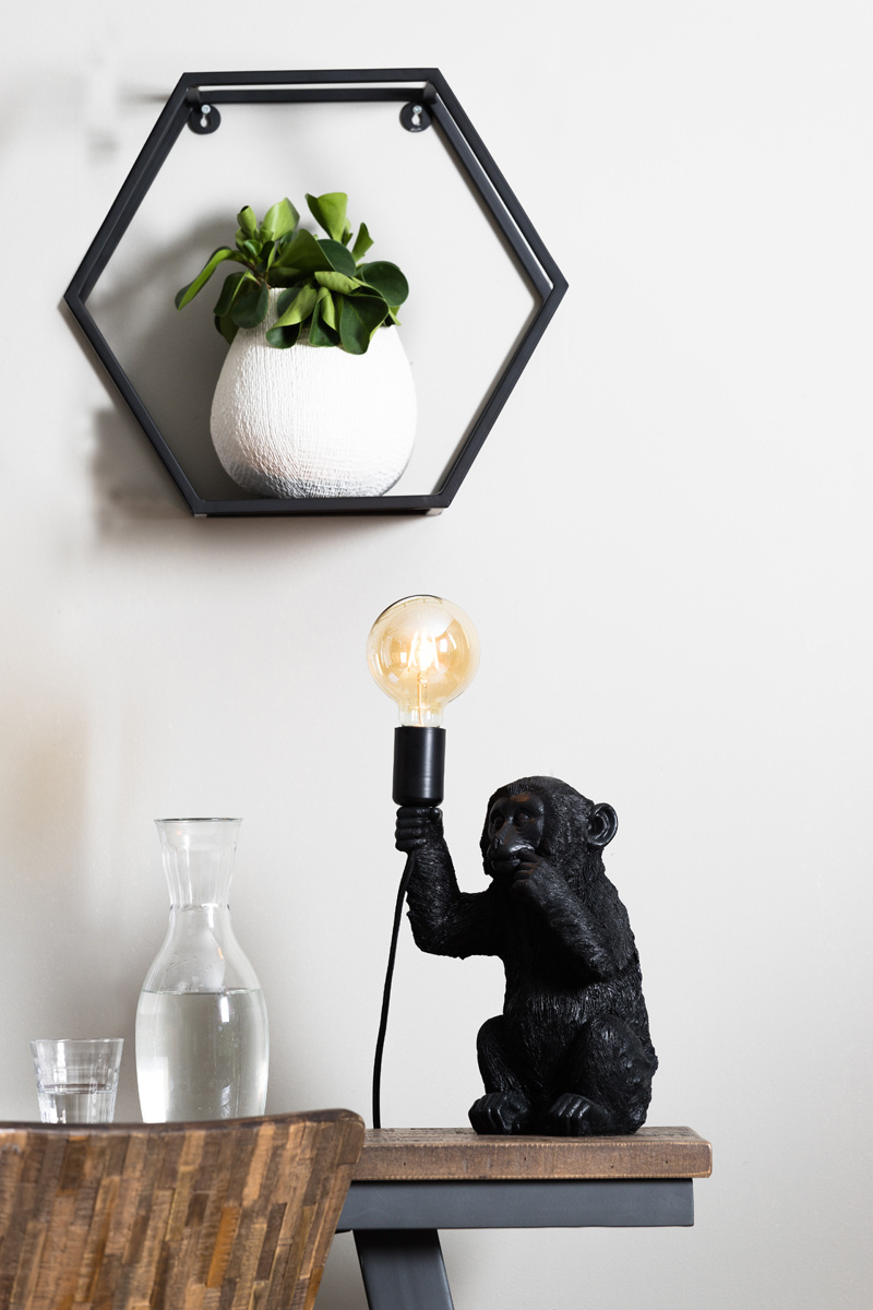 Light & Living - Tafellamp MONKEY  - 20x19.5x34cm - Zwart
