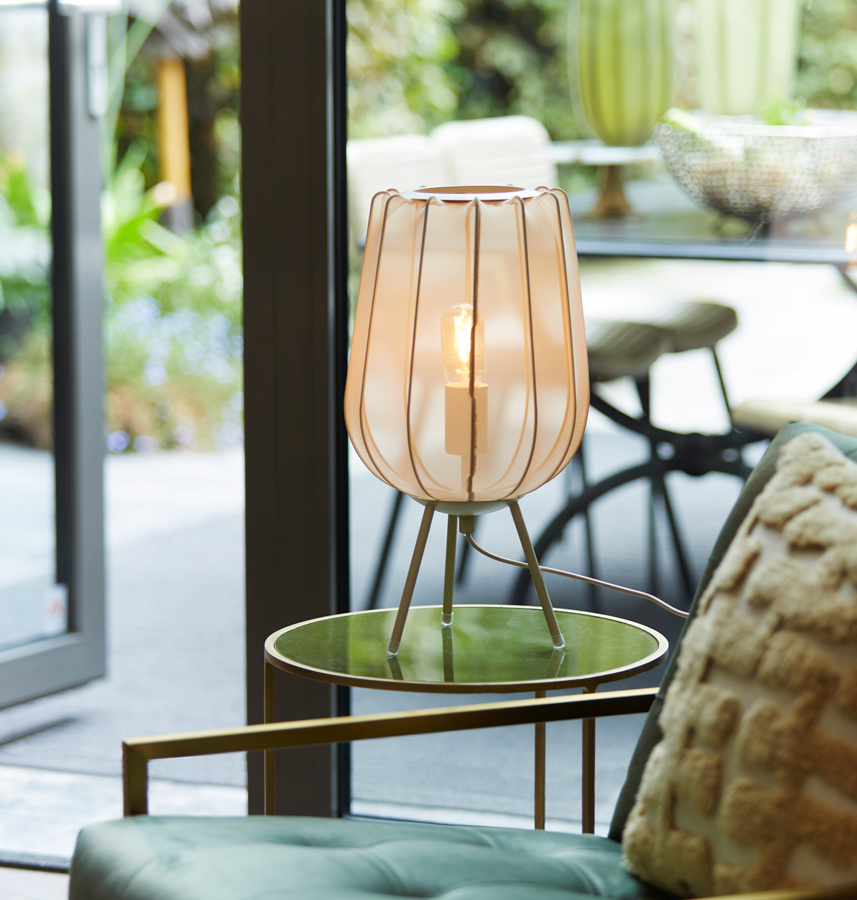 Light & Living - Tafellamp PLUMERIA - Ø25x45cm - Beige