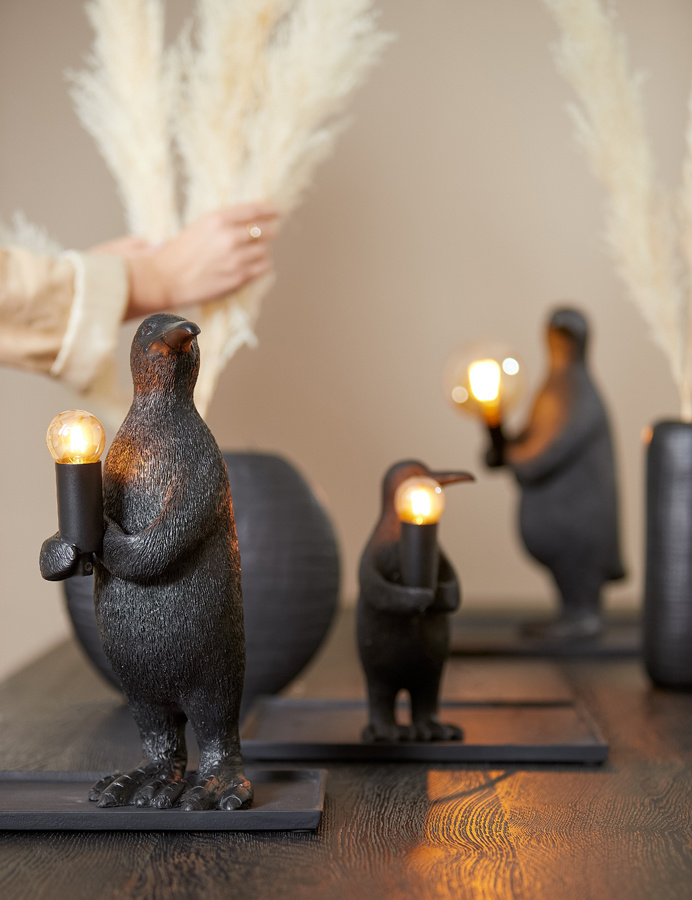 Light & Living - Tafellamp PENGUIN - 16x13x34cm - Zwart
