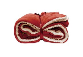 Unique Living | Lars coral fleece/suede plaid 150x200cm redwood