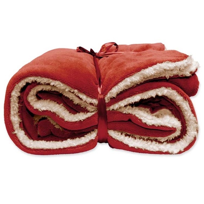 Unique Living | Lars coral fleece/suede plaid 150x200cm redwood