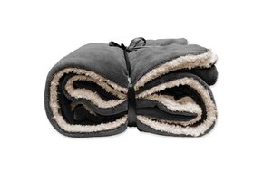 Unique Living - Lars coral fleece/suede plaid 150x200cm dark grey