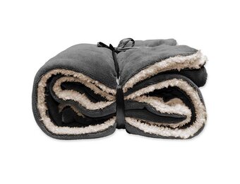 Unique Living - Lars coral fleece/suede plaid 150x200cm dark grey