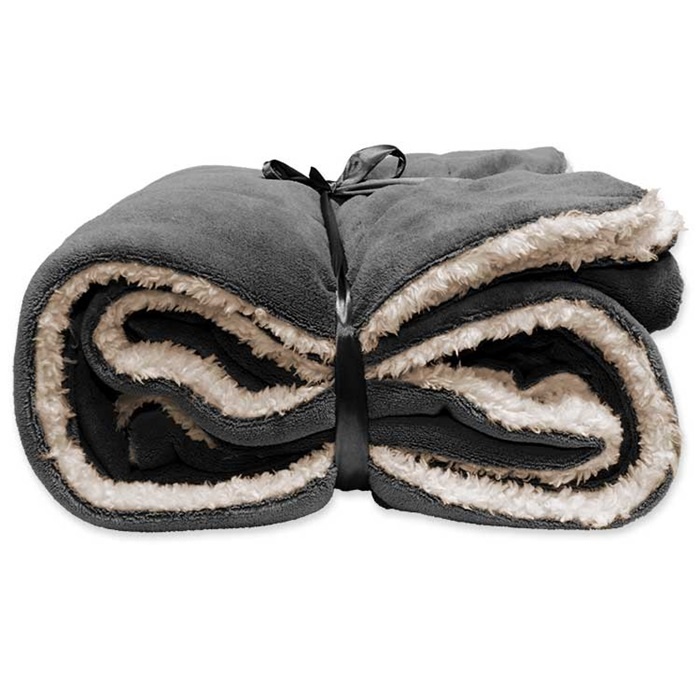 Unique Living | Lars coral fleece/suede plaid 150x200cm dark grey