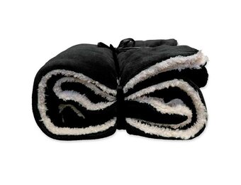 Unique Living | Lars coral fleece/suede plaid 150x200cm black