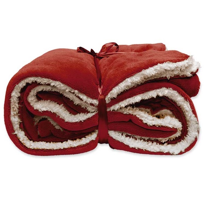 Unique Living | Lars coral fleece/suede plaid 150x200cm red