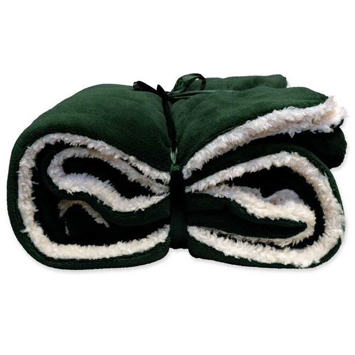 Unique Living | Lars coral fleece/suede plaid 150x200cm dark green