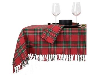 Unique Living - Tafelkleed Xmas Tartan - 150x250cm - Red