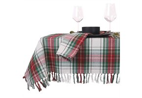 Unique Living - Tafelkleed Xmas Tartan - 150x250cm - White