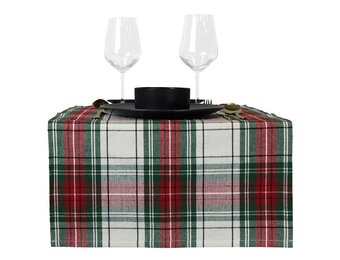 Unique Living - Tafelloper Xmas Tartan - 45x150cm - White
