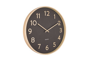 Karlsson - Wandklok Pure Wood Grain - Zwart- Ø40cm