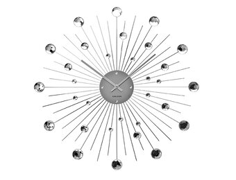Karlsson - Wandklok Sunburst Large - Zilver- Ø50cm