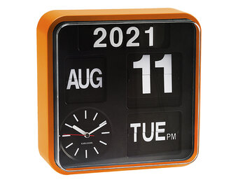 Karlsson - Wandklok Mini Flip - Oranje