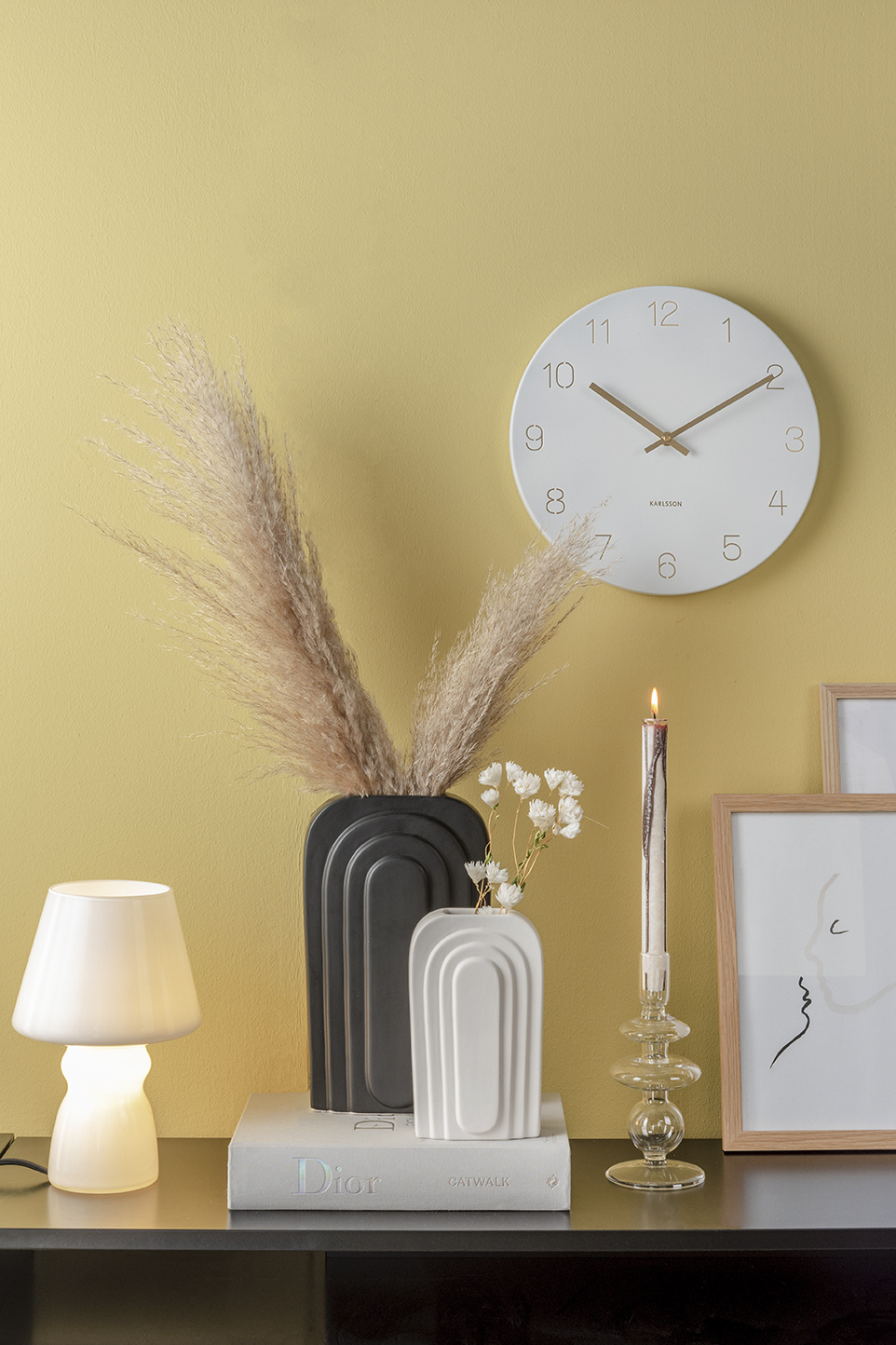 Karlsson - Wandklok Charm Engraved Numbers Small - Wit- Ø30cm