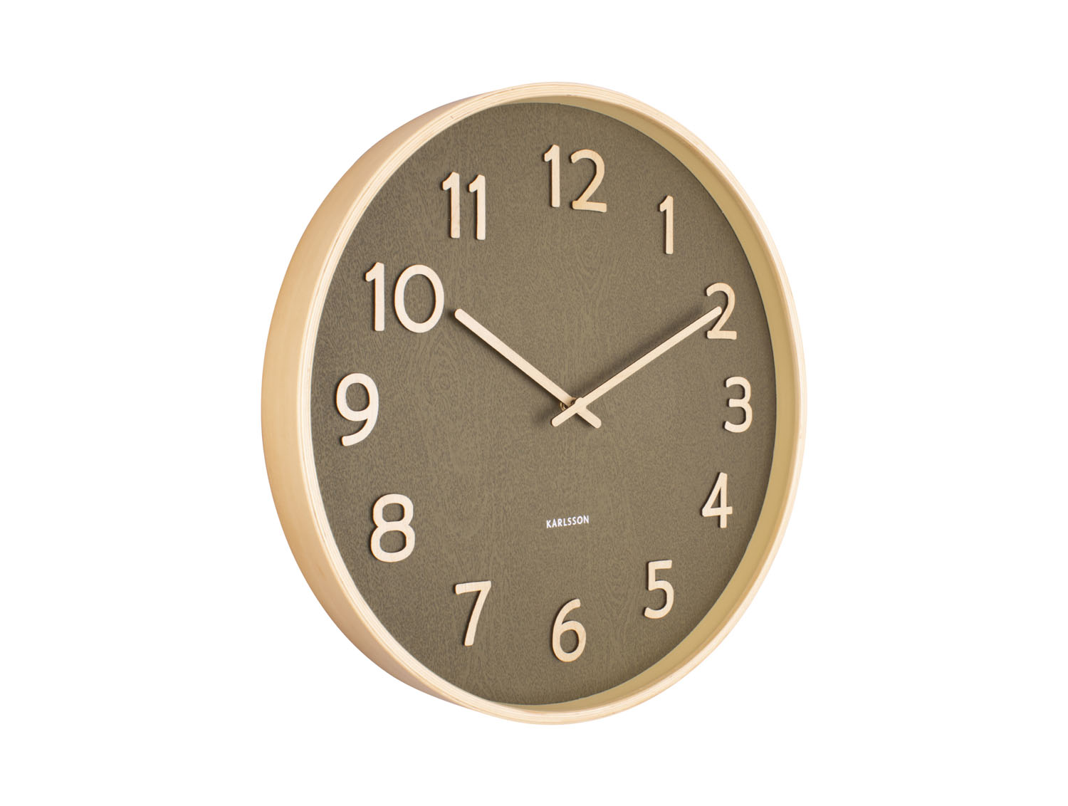 Karlsson - Wandklok Pure Wood Grain - Mosgroen- Ø40cm