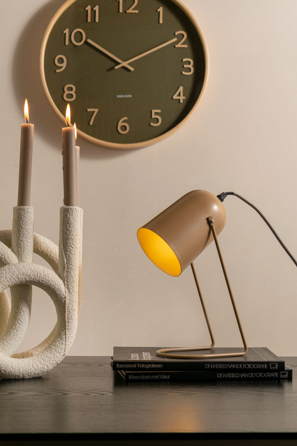 Karlsson - Wandklok Pure Wood Grain - Mosgroen- Ø40cm