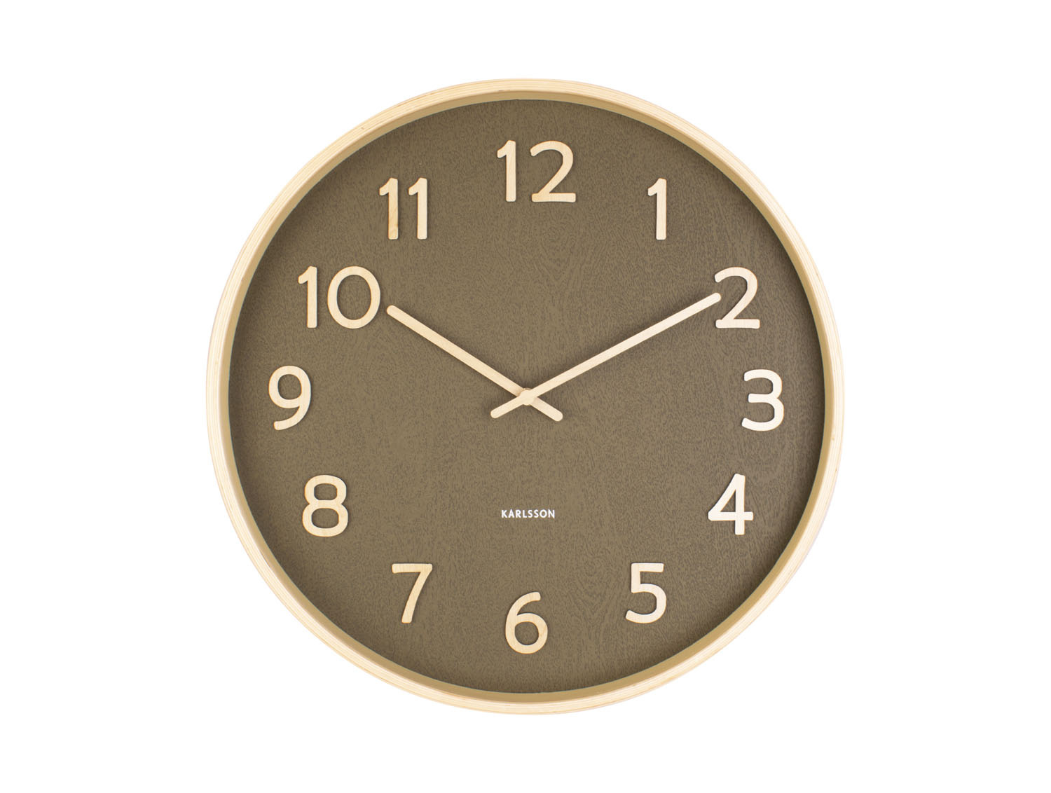 Karlsson - Wandklok Pure Wood Grain - Mosgroen- Ø40cm
