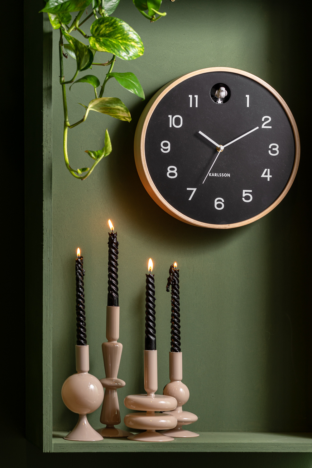 Karlsson - Wandklok Natural Cuckoo - Zwart- Ø31,5cm