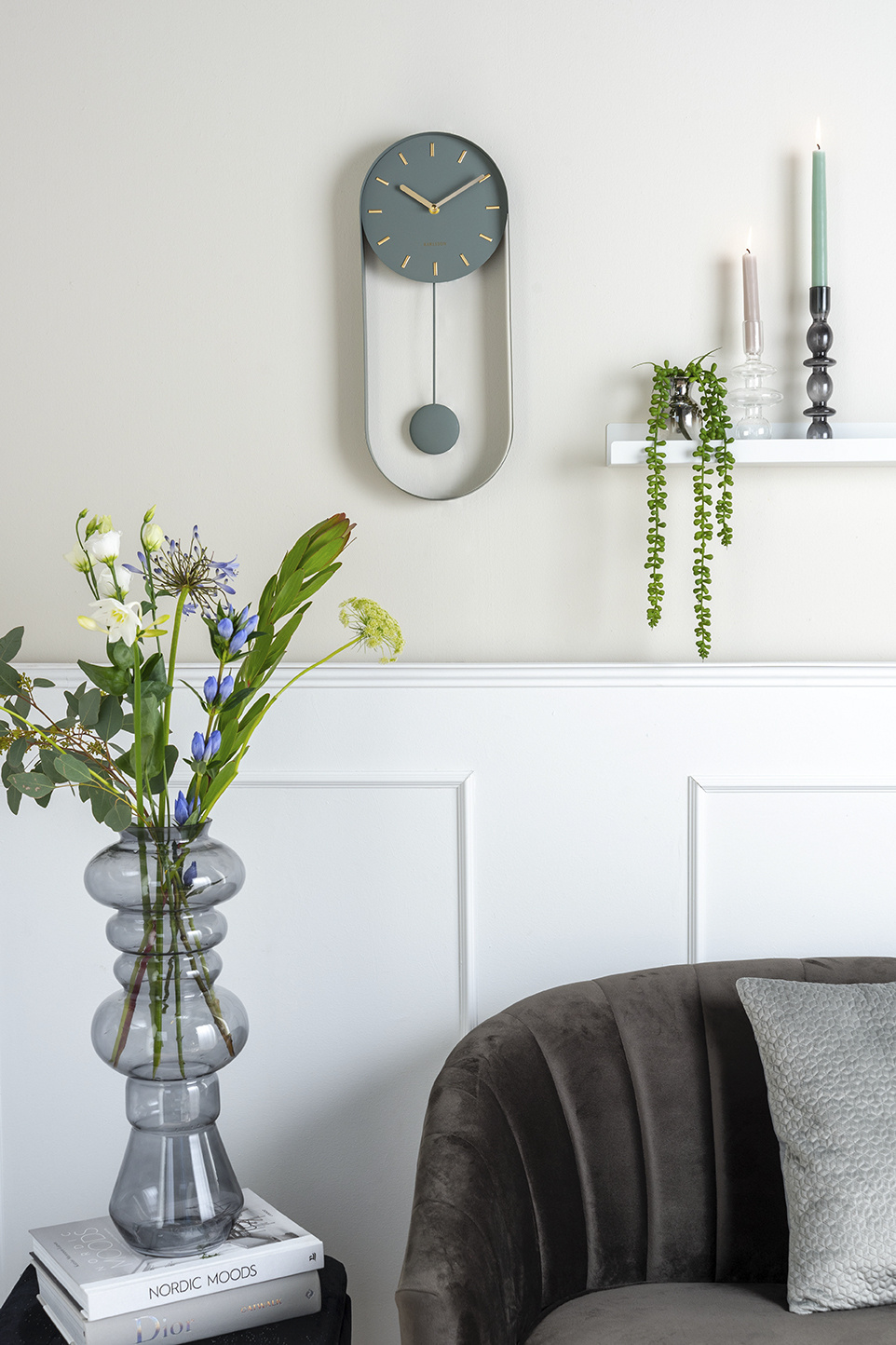 Karlsson - Wandklok Pendulum Charm - Jungle groen- Ø20cm