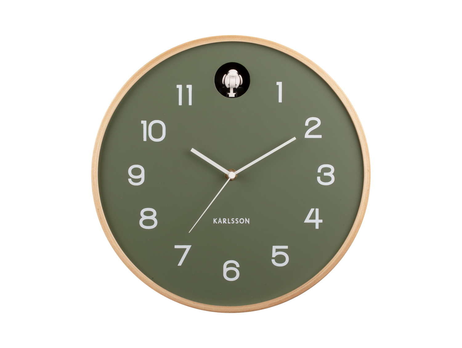 Karlsson - Wandklok Natural Cuckoo - Jungle groen- Ø31,5cm